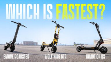 60MPH+ Electric Scooter Drag Race: InMotion RS vs. Wolf King GTR vs. EMOVE Roadster